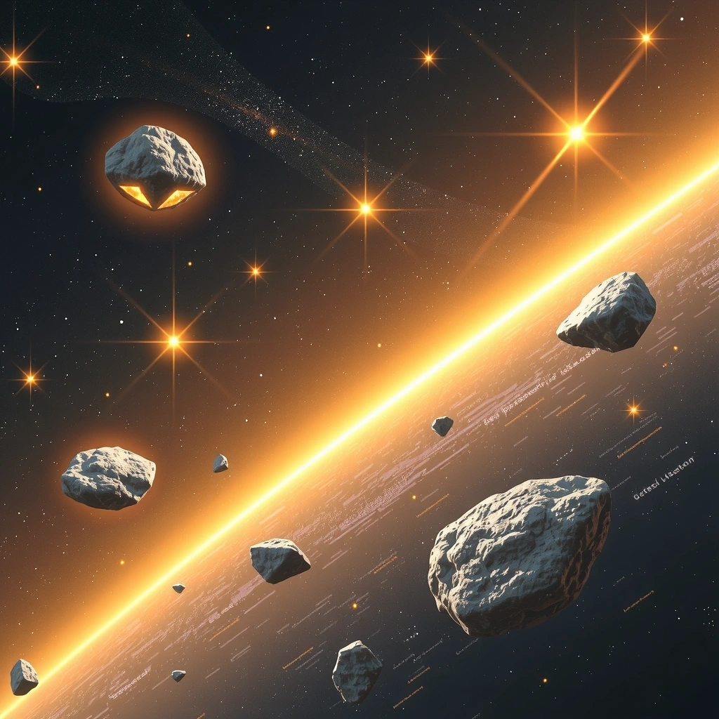 Fondo de asteroides y estrellas